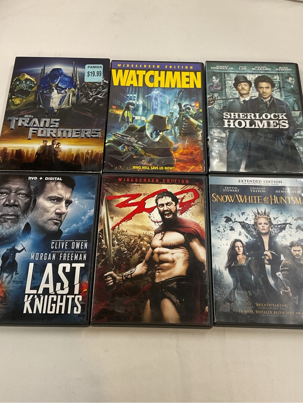(6x DVD Fantasy) Transformers, Watchmen, Sherlock, Last Knights, 300, Huntsman